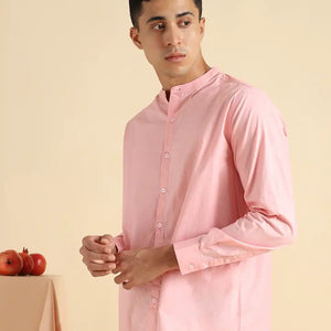 Organic Cotton & Naturally Dyed Apparel-Earthbased.in_ Mens Round Neck Pink Shirt_05
