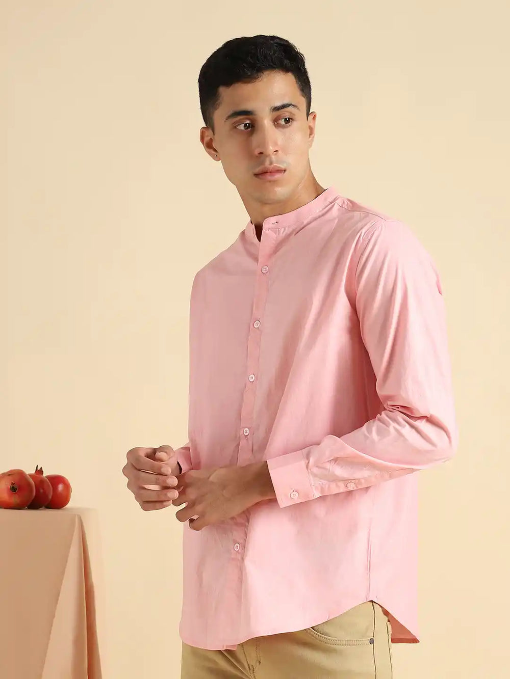 Organic Cotton & Naturally Dyed Apparel-Earthbased.in_ Mens Round Neck Pink Shirt_05