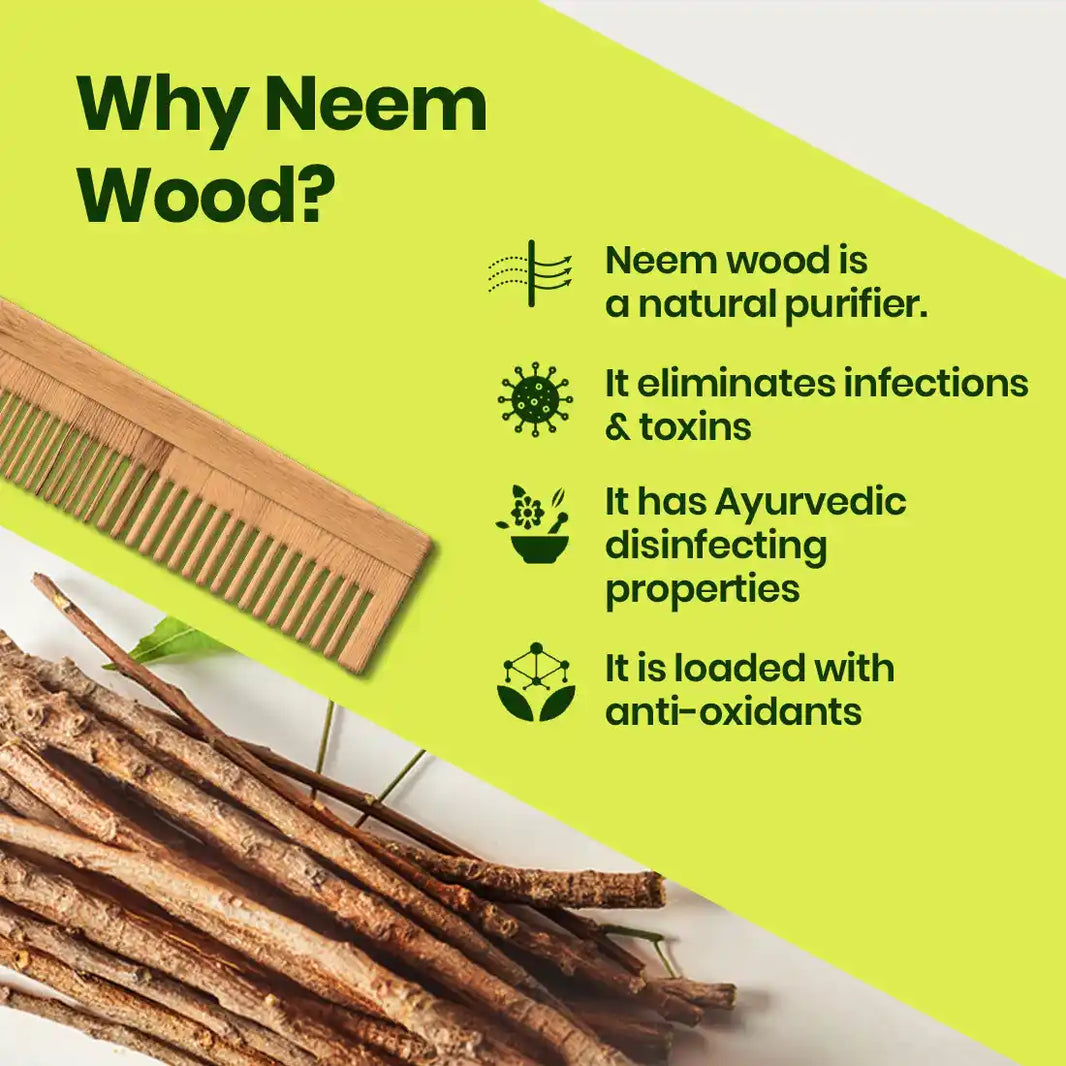 Eco vann Neem wood Comb (Pack of 2)