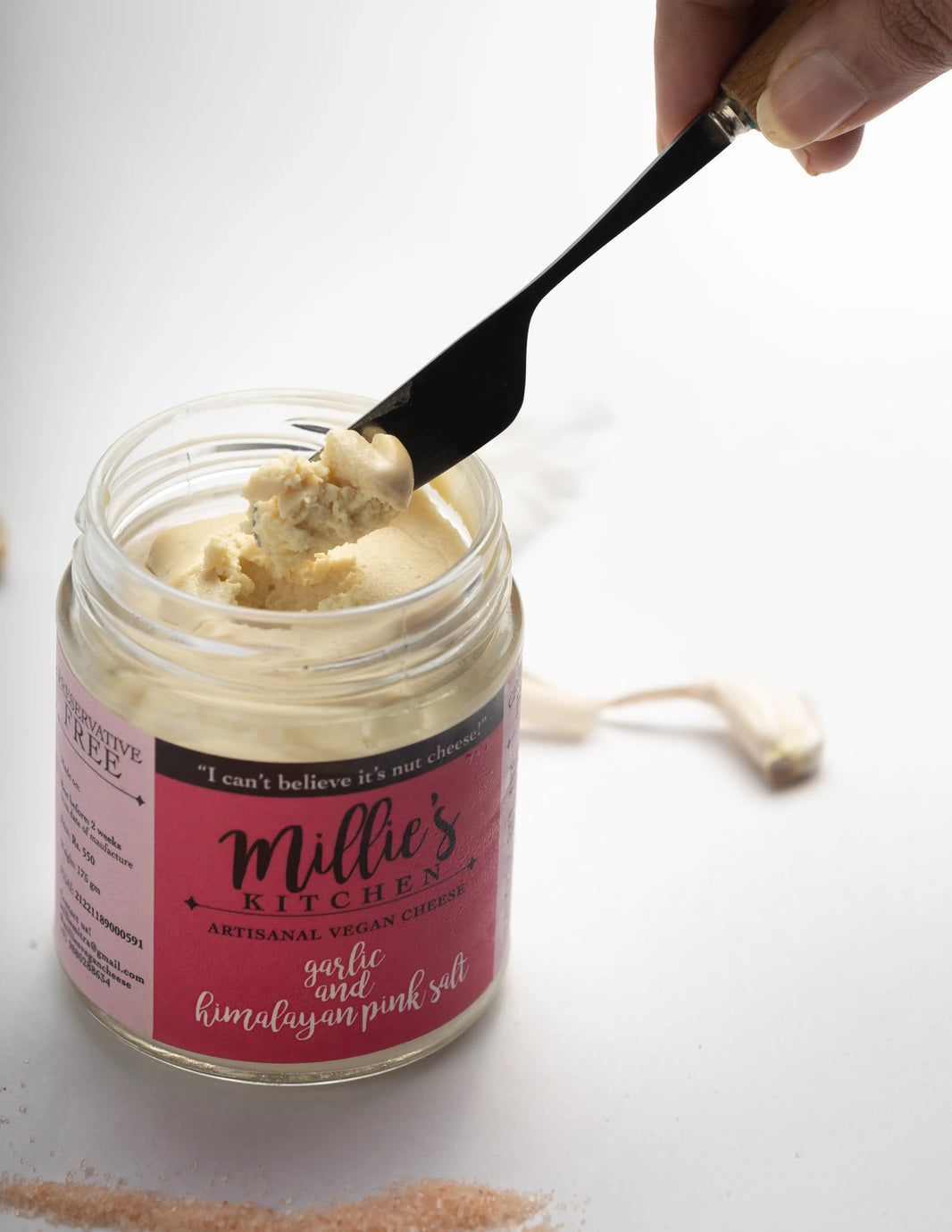 Garlic and Pink Himalayan Salt | Millie's Vegan Cheese