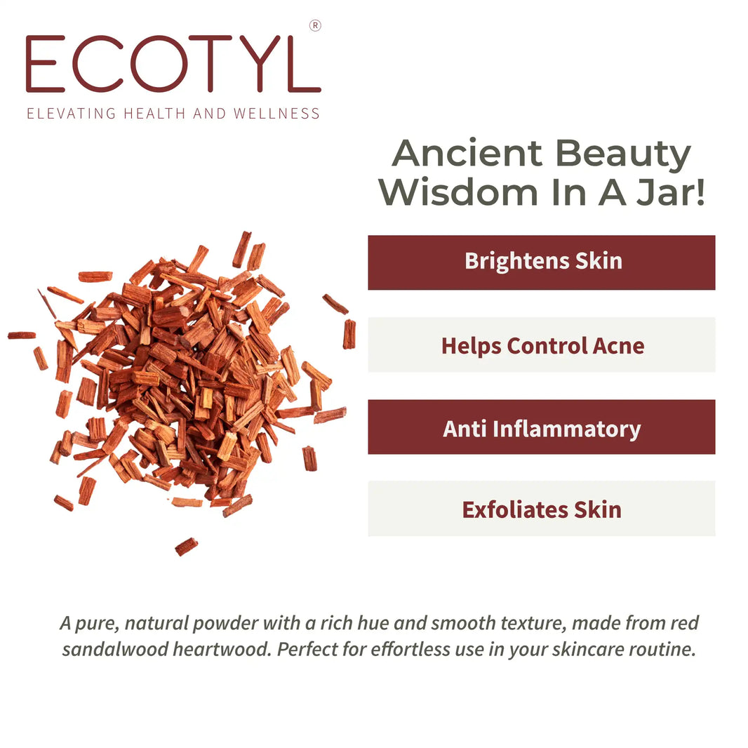 Ecotyl Red Sandalwood Powder | Natural Skin Brightener | Anti-Acne | Ayurvedic Skincare | 100g