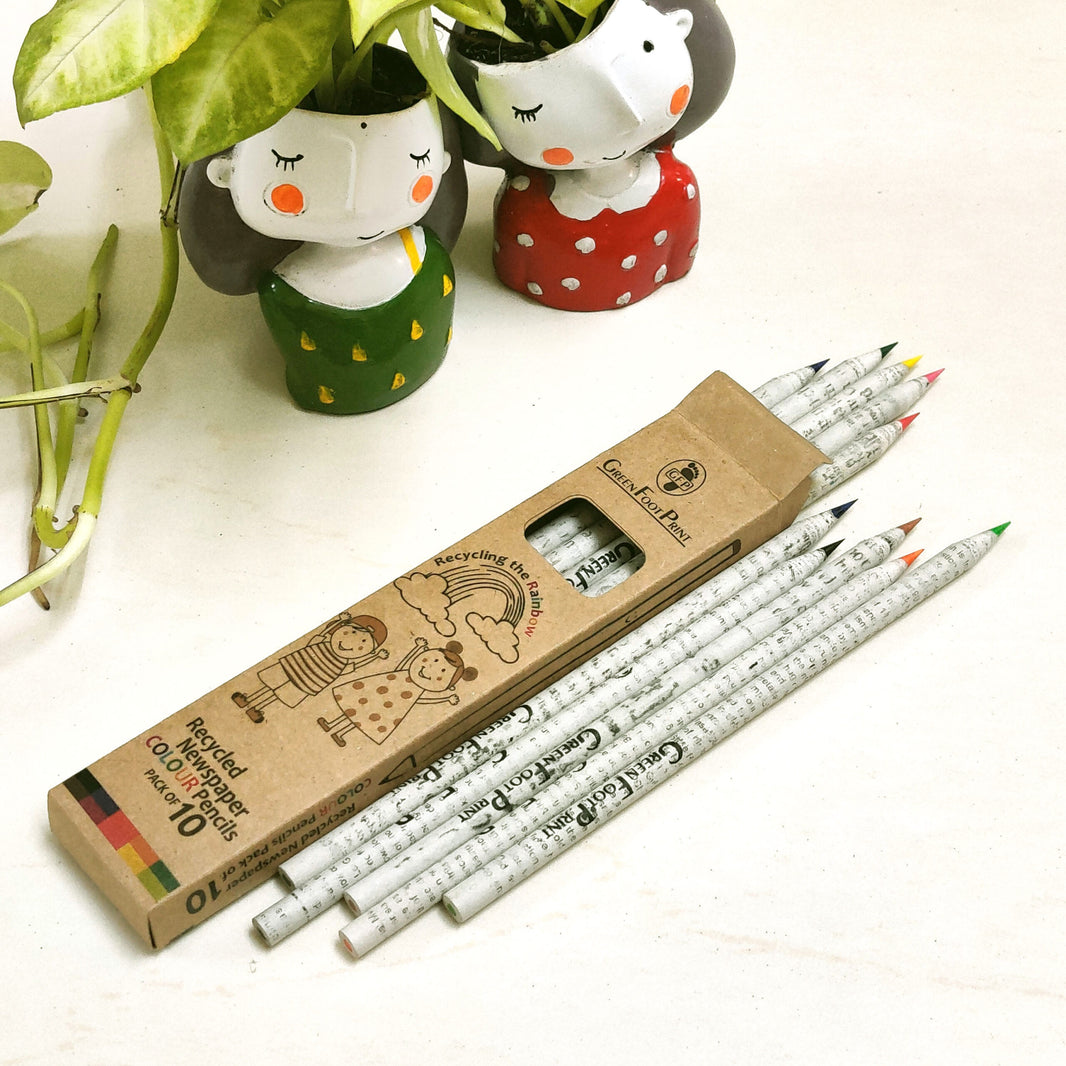 Recycled News paper COLOUR Pencils | Green Foot Print