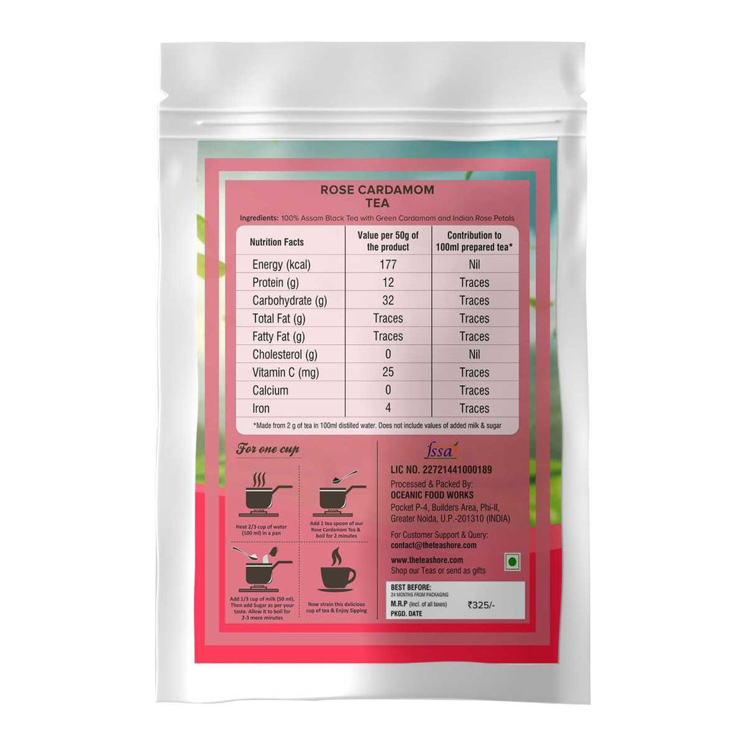 The Tea Shore Rose Cardamom Tea-200gm-30-Cups| Rose flower Tea | Best Milk Tea | Herbal Tea with Cardamom | Best Tea for Relaxation | Better Digestion