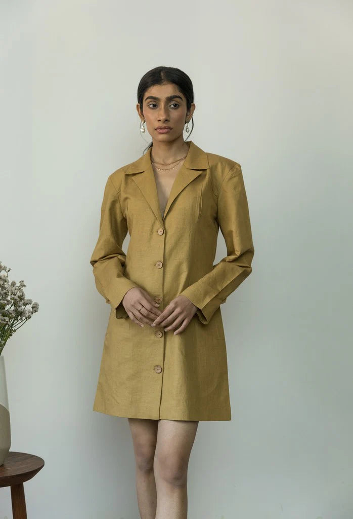 SLIM-FIT BLAZER DRESS | Anushe Pirani | Best Vegan Apparel for Women - Earthbased.in | 01