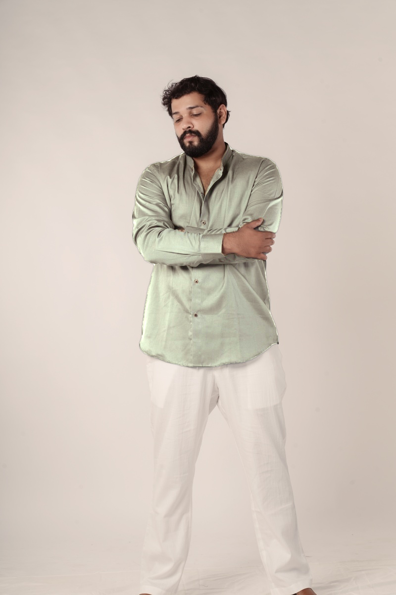 Sage Green Tencel™ Satin Shirt