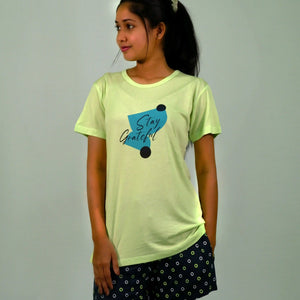 Stay Graceful Lettuce Green T-shirt & Salute Navy Shorts Set | Playout | earthbased.in