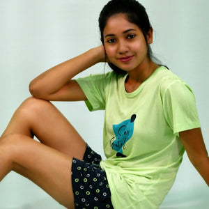 Stay Graceful Lettuce Green T-shirt & Salute Navy Shorts Set | Playout | earthbased.in