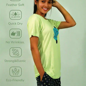 Stay Graceful Lettuce Green T-shirt & Salute Navy Shorts Set | Playout | earthbased.in