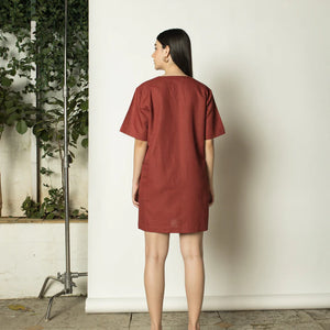 Sustainable Clothing | Plunge-Neck Shift Dress |  Anushe Pirani  | earthbased.in | 02