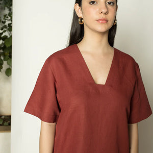 Sustainable Clothing | Plunge-Neck Shift Dress |  Anushe Pirani  | earthbased.in | 05