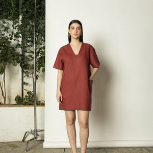 Sustainable Clothing | Plunge-Neck Shift Dress |  Anushe Pirani  | earthbased.in | 06