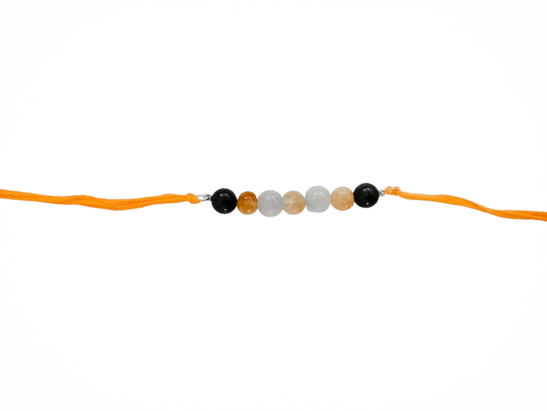 Handmade Sustainable Healing Beads Rakhi | Sunstone, Citrine, Light & Dark Aventurine