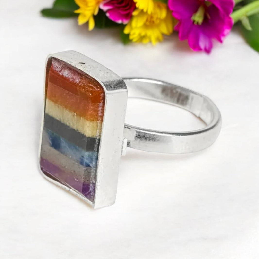 Seven Chakra Adjustable Ring