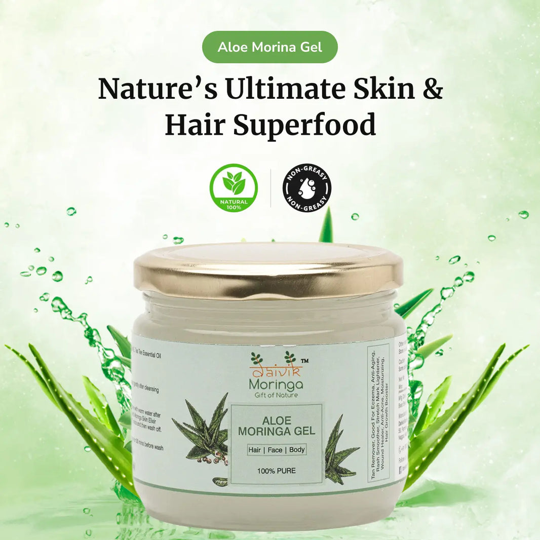 Daivik Moringa Aloe Moringa Gel | 100% Natural | Anti Aging, Anti Acne, Hair Growth, Moisturizer | 110g