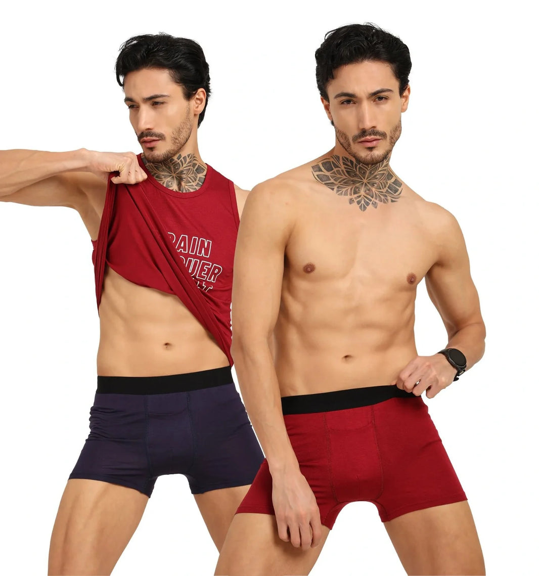 Bamboo Men’s Ultra-Soft Trunks & Boxers (Pack of 2) | Navy & Maroon