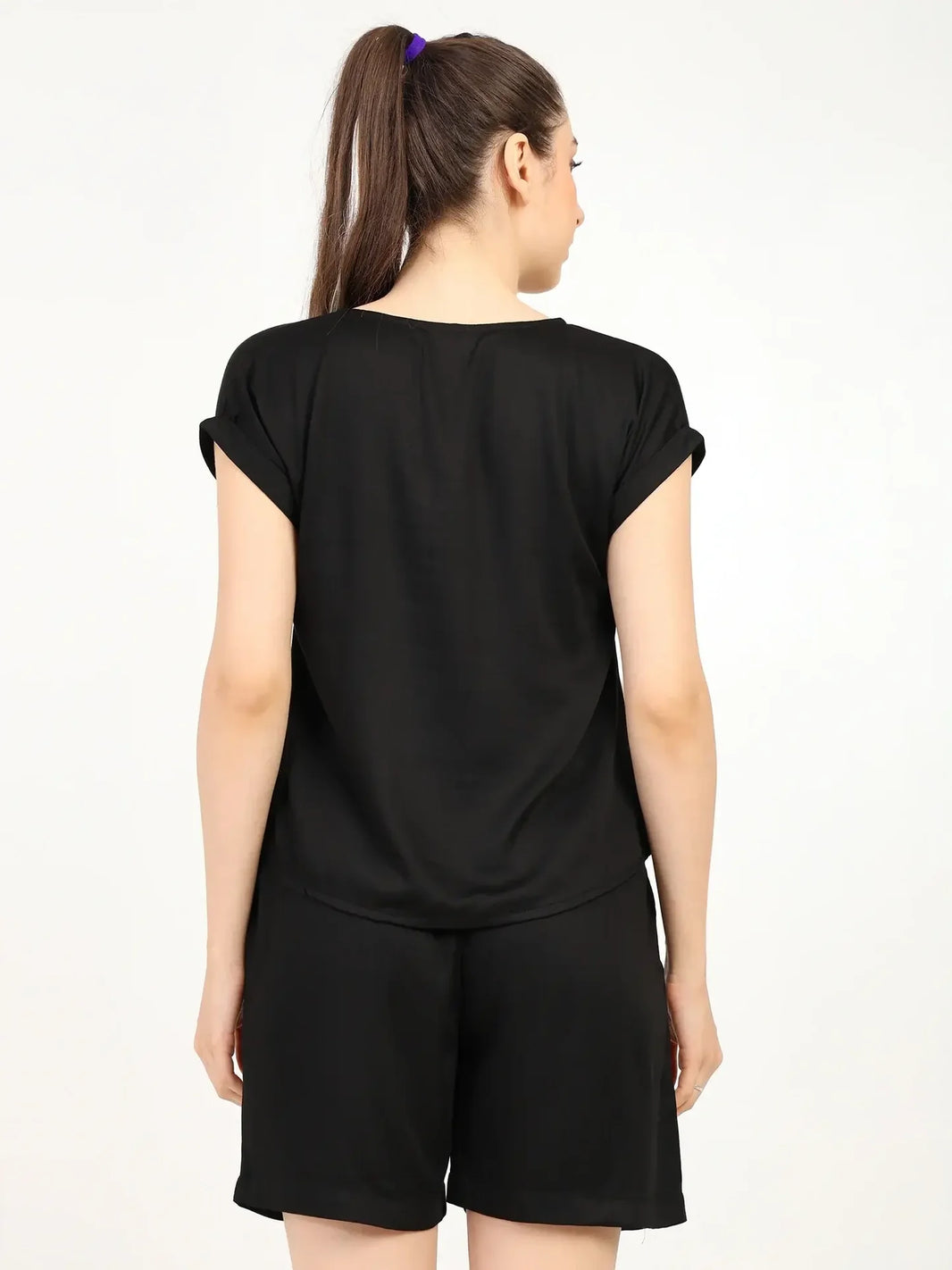 Women’s Modal Satin Night Suit – 2PC Soft Shirt & Shorts Sleepwear