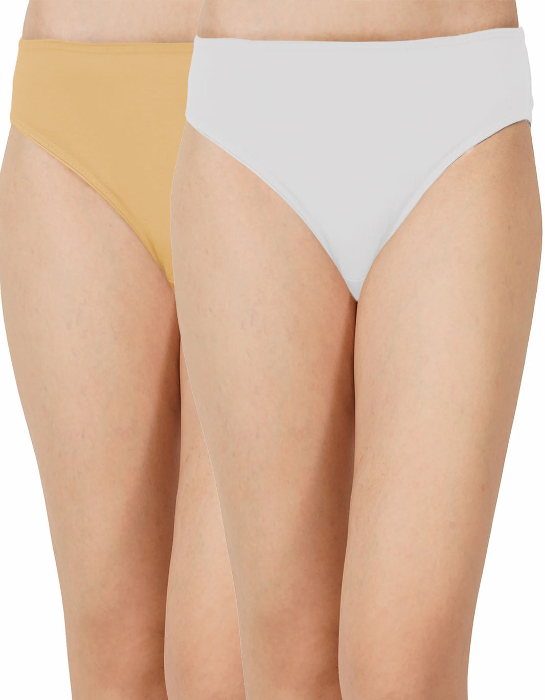 Bamboo Fabric Mid Rise Underwear Pack of 2 | BEIGE + WHITE