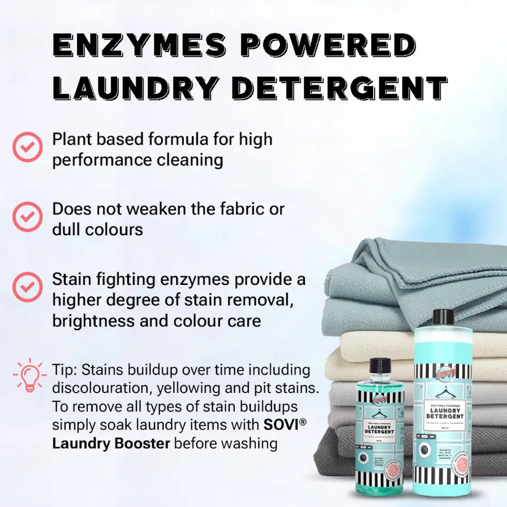 ENZYMES POWERED LIQUID LAUNDRY DETERGENT, COLOUR SAFE, FABRIC SAFE, BABY SAFE, PET SAFE, CONVENTRATED LIQUID GUIDELINE - 1